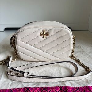 Tory Burch Kira chevron Ivory Quilted Crossbody Bag